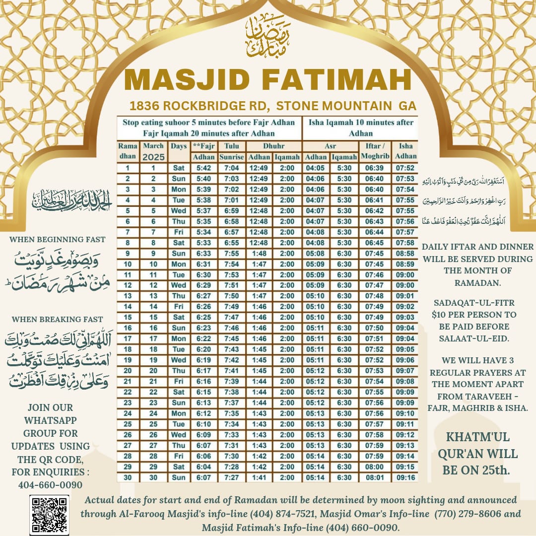 Ramadan Schedule